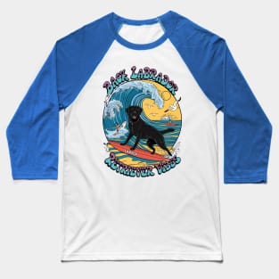 The Surfing Pup Black Labrador Retriever Baseball T-Shirt